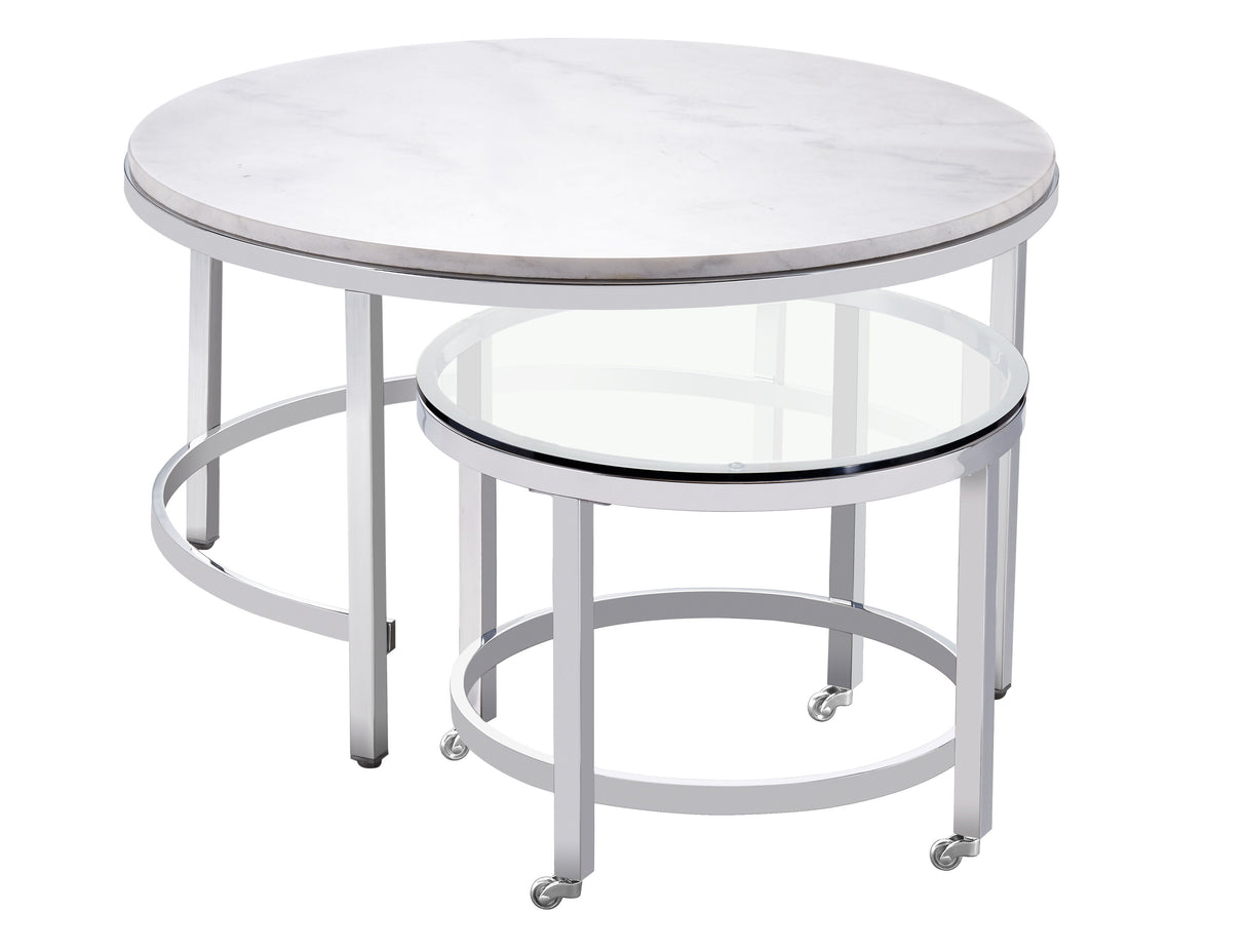 Jadyn - Round Nesting Cocktail Tables - Marble/Stone