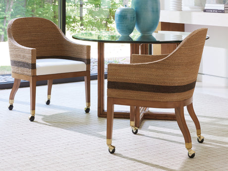 Palm Desert - Dorian Woven Arm Chair With Casters - Dark Brown