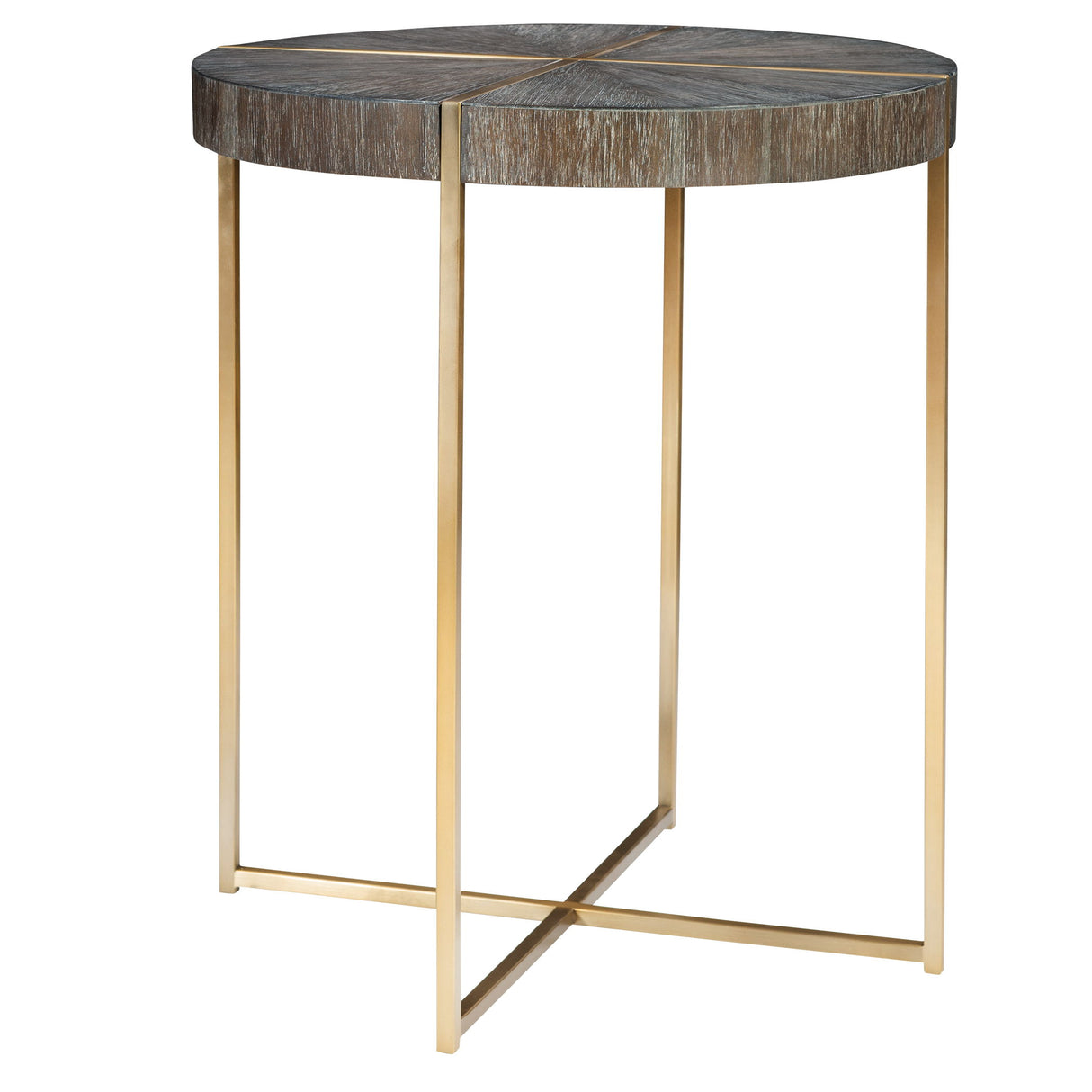 Taja - Round Accent Table - Brown, Dark & Gold