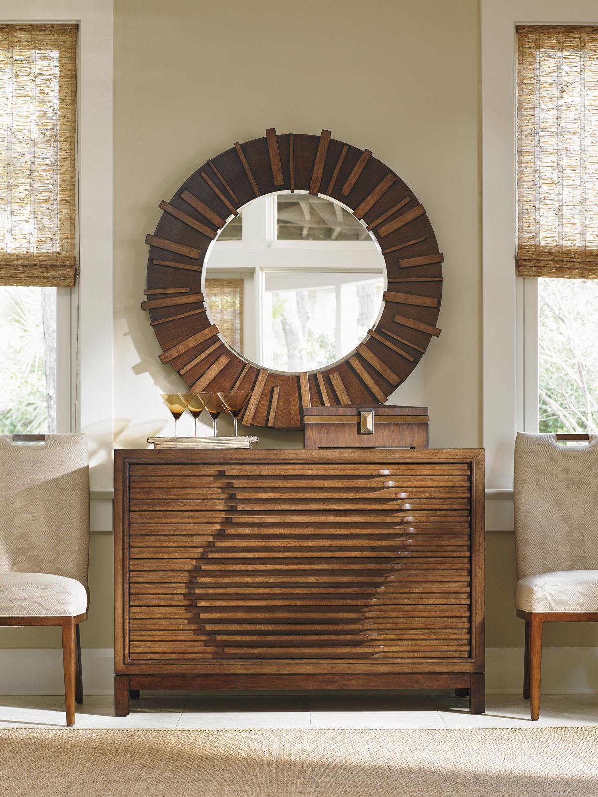 Island Fusion - Kobe Round Mirror - Dark Brown