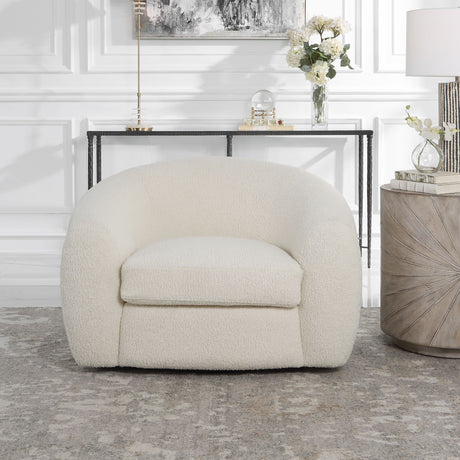 Capra - Art Deco White Swivel Chair