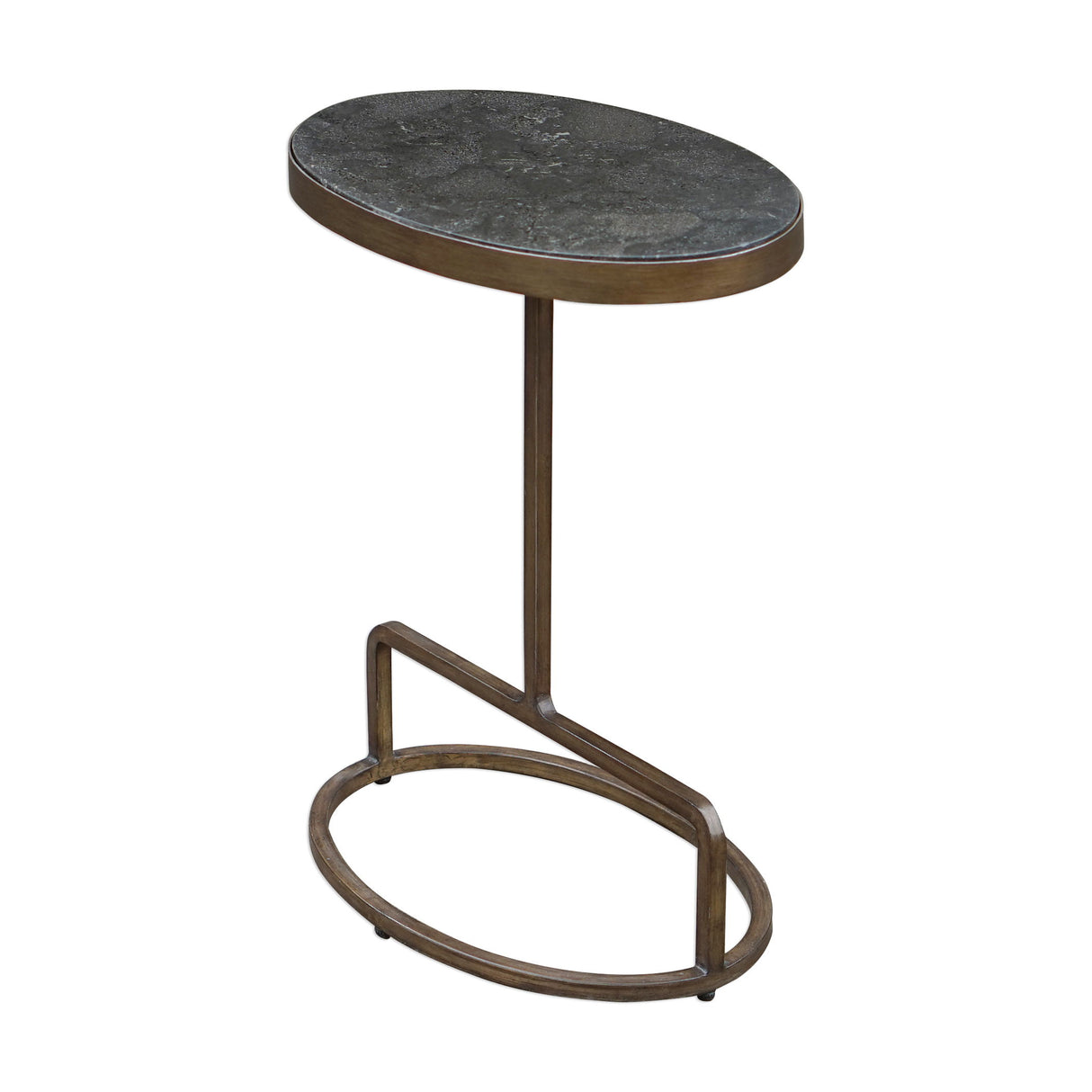 Jessenia - Stone Accent Table - Gray, Dark