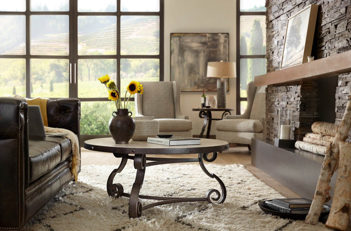 Hill Country - Luckenbach Metal And Stone End Table