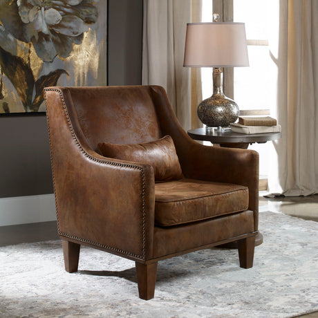 Clay - Leather Armchair - Brown, Dark