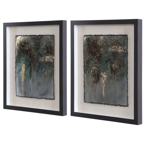 Rustic Patina - Framed Prints, Set Of 2 - Black