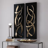 Brushstrokes - Metal Wall Art, Set Of 2 - Black