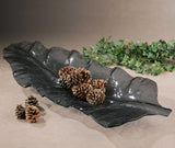 Smoked Leaf - Glass Tray - Gray, Dark