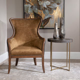 Taja - Round Accent Table - Brown, Dark & Gold