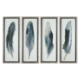Feathered Beauty - Prints, Set Of 4 - Pearl Silver
