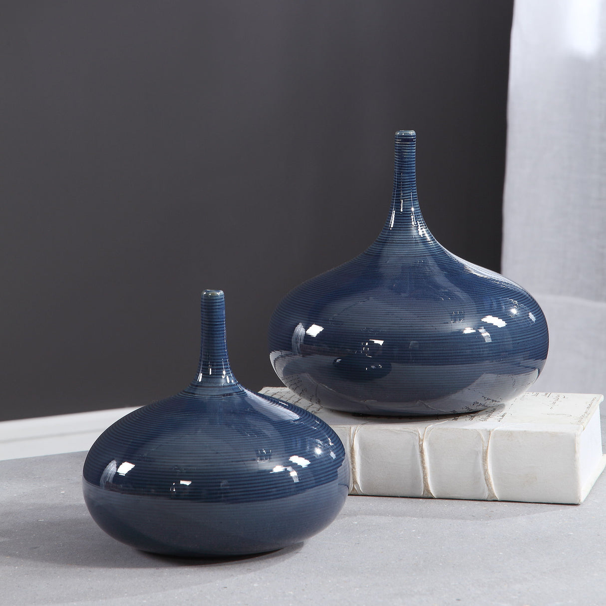 Zayan - Vases, Set Of 2 - Blue