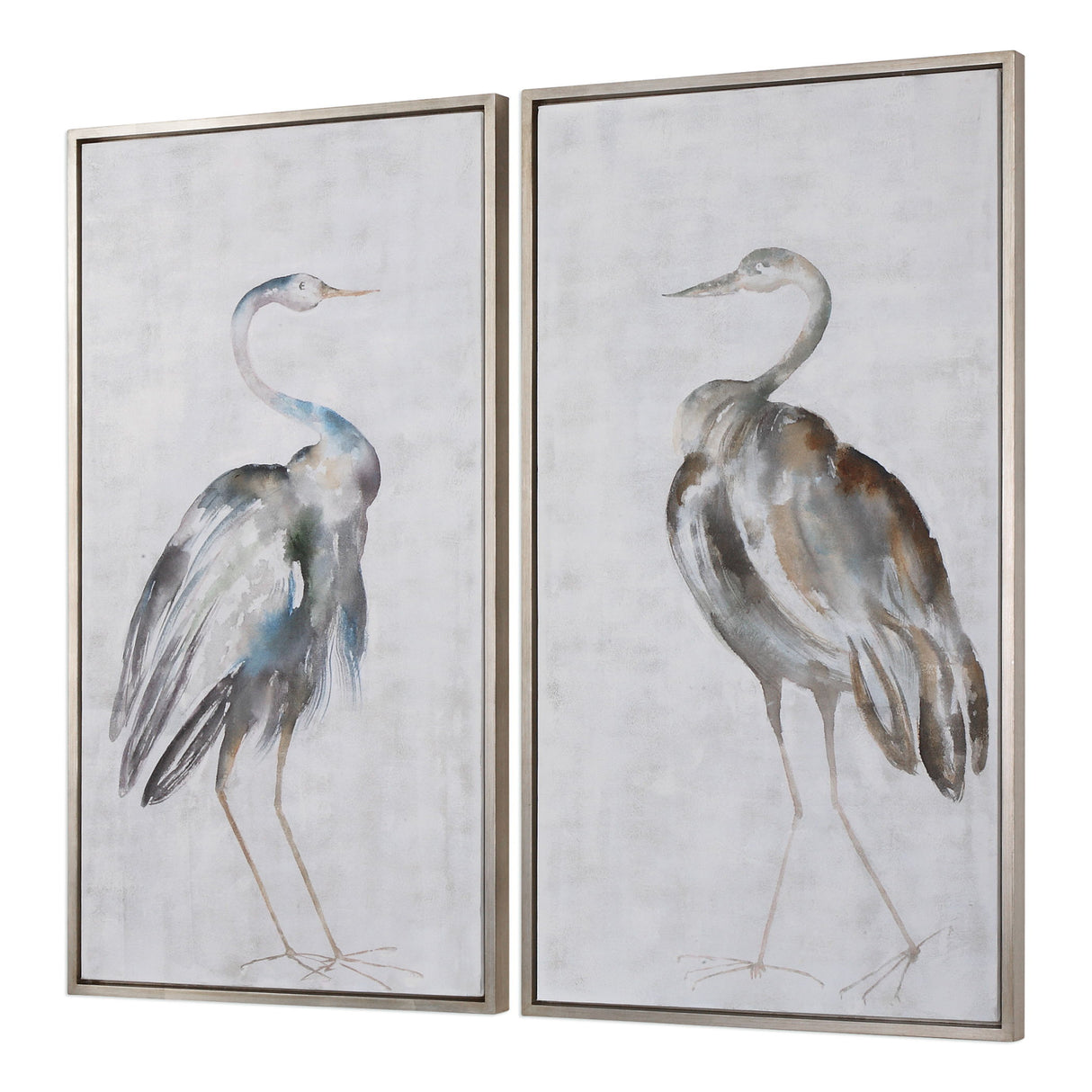 Summer Birds - Framed Art, Set Of 2 - Pearl Silver