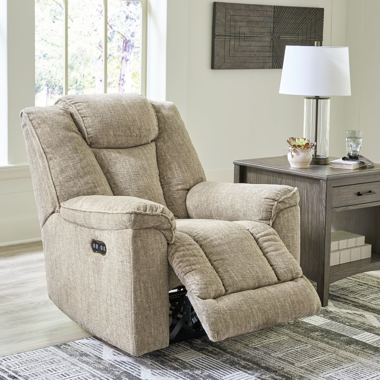 Hindmarsh - Stone - Power Recliner/ Adj Headrest