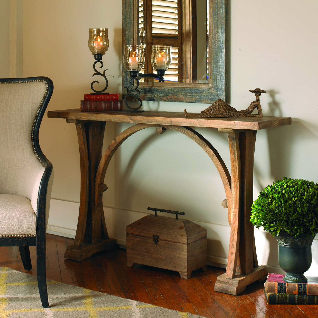 Genessis - Reclaimed Wood Console Table - Brown, Dark