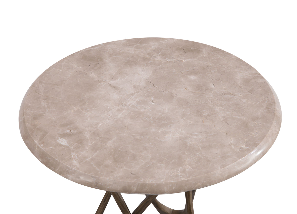 Leila - Accent Table - Antique Brass/Italian Marble