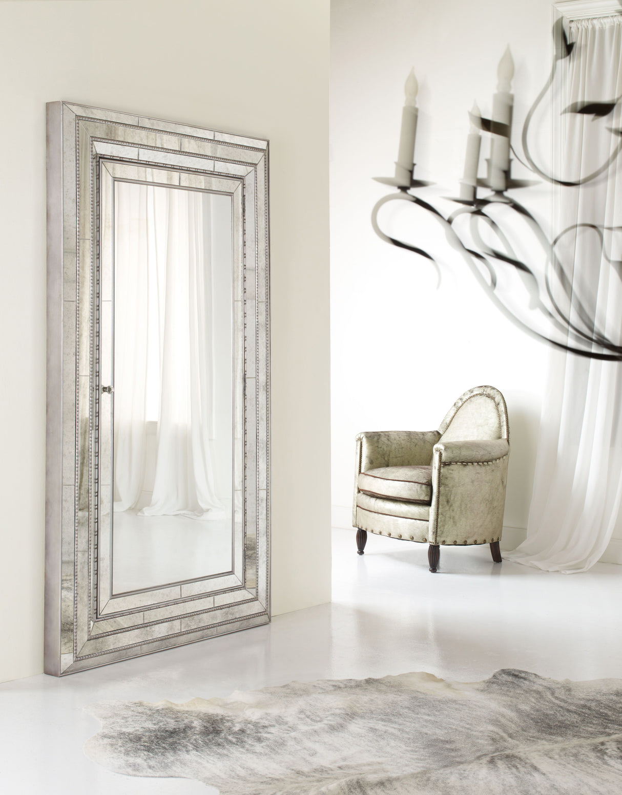 Melange - Glamour Floor Mirror With Jewelry Armoire Storage