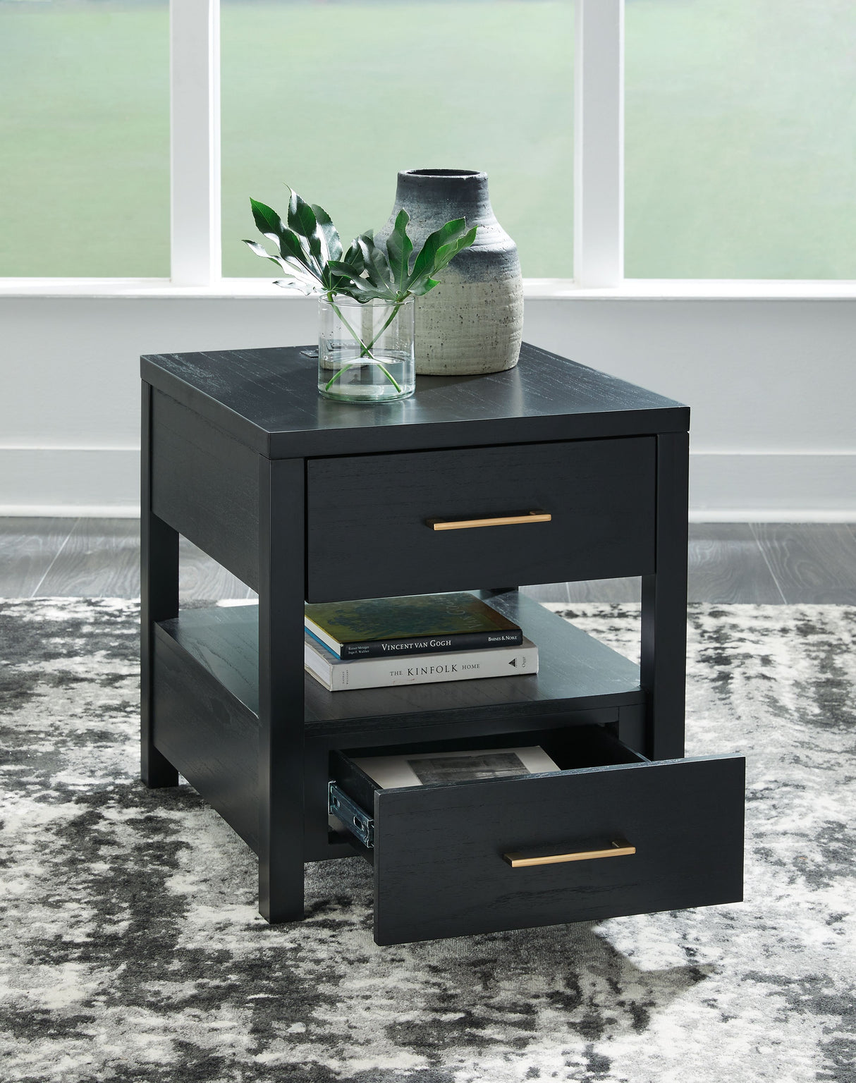 Winbardi - Black - Rectangular End Table