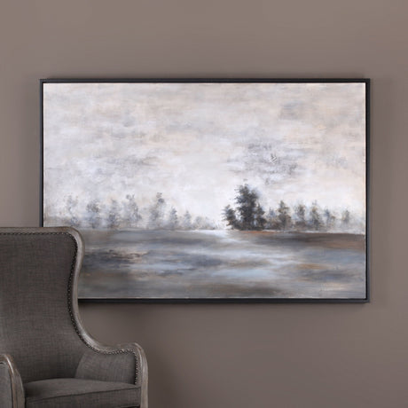 Evening Mist - Landscape Art - Black