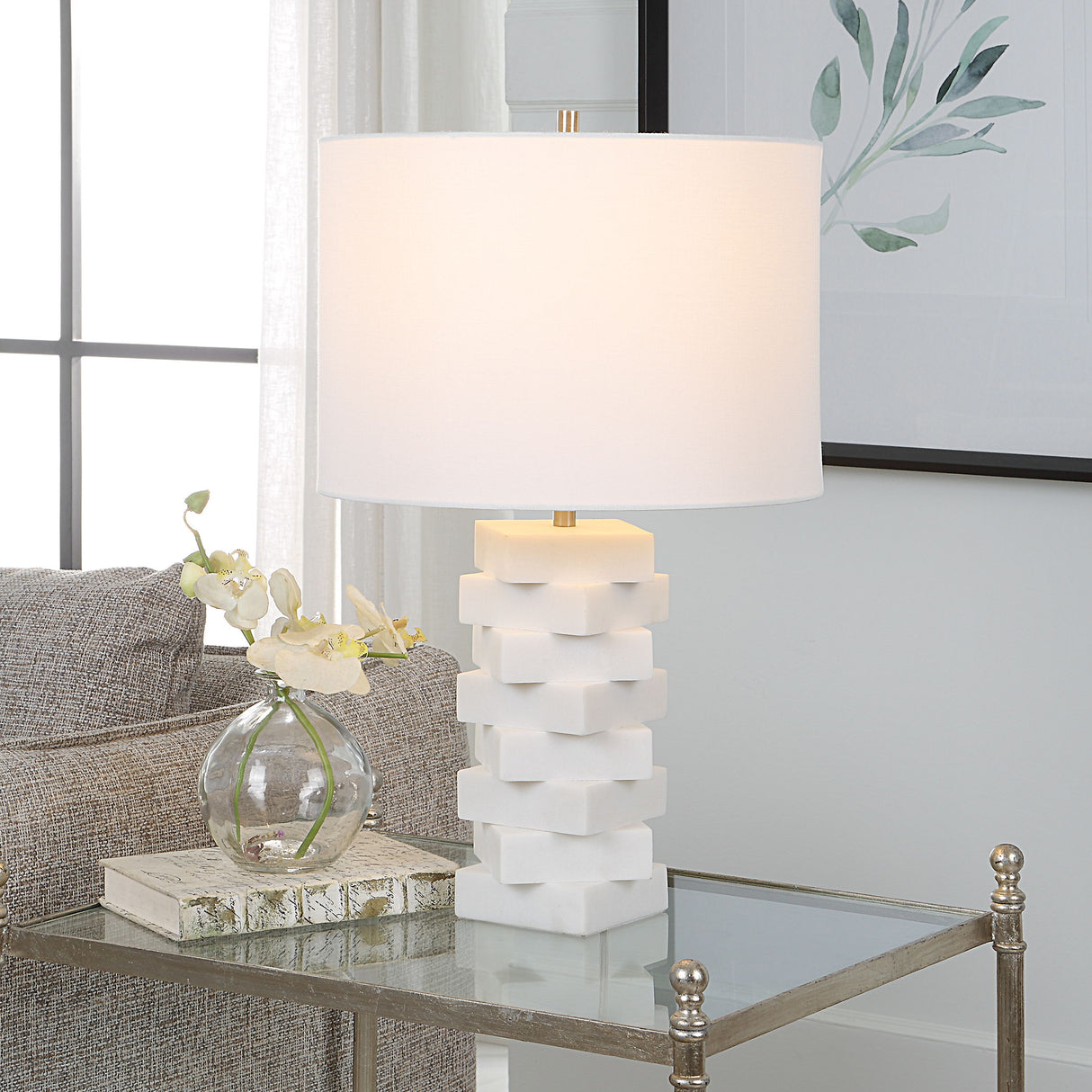 Ascent - White Geometric Table Lamp