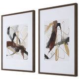 Burgundy Interjection - Abstract Prints, Set Of 2 - Brown, Dark