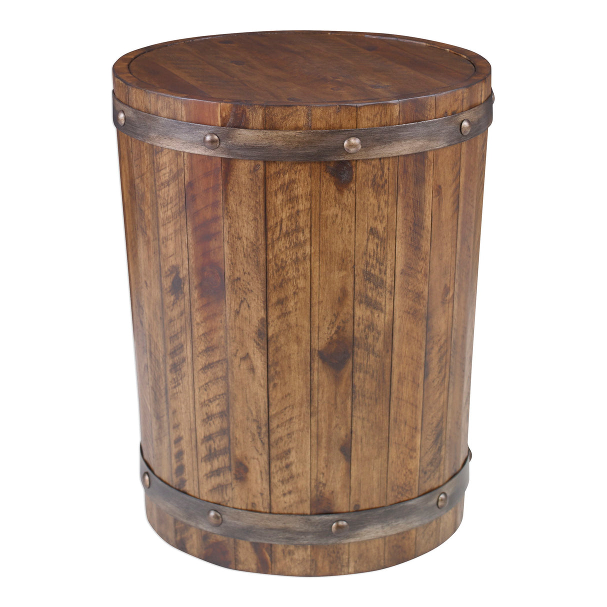 Ceylon - Wine Barrel Side Table - Brown, Dark