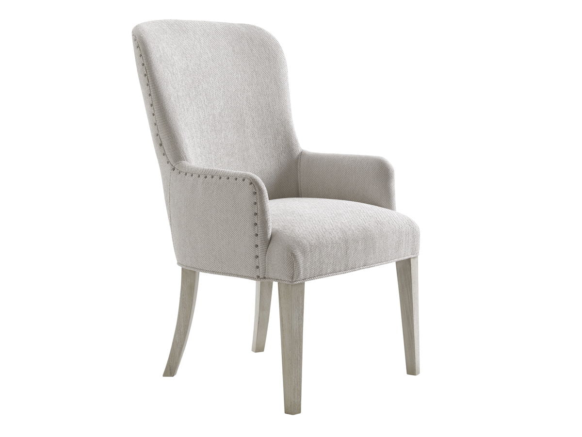 Oyster Bay - Baxter Upholstered Arm Chair - Pearl Silver - Wood