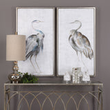 Summer Birds - Framed Art, Set Of 2 - Pearl Silver