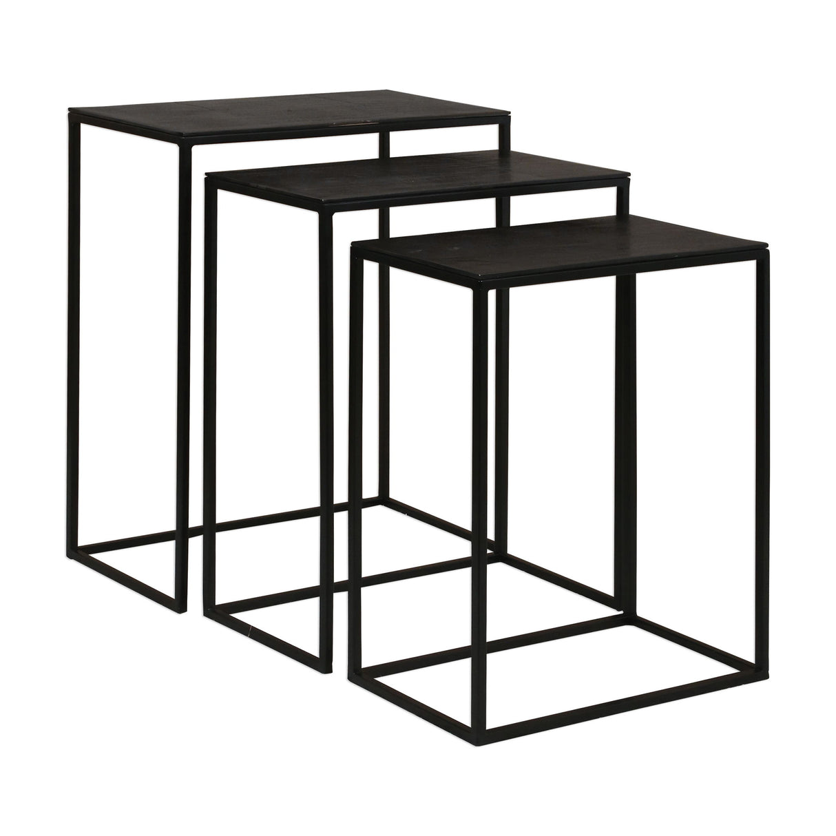 Coreene - Iron Nesting Tables, Set Of 3 - Black