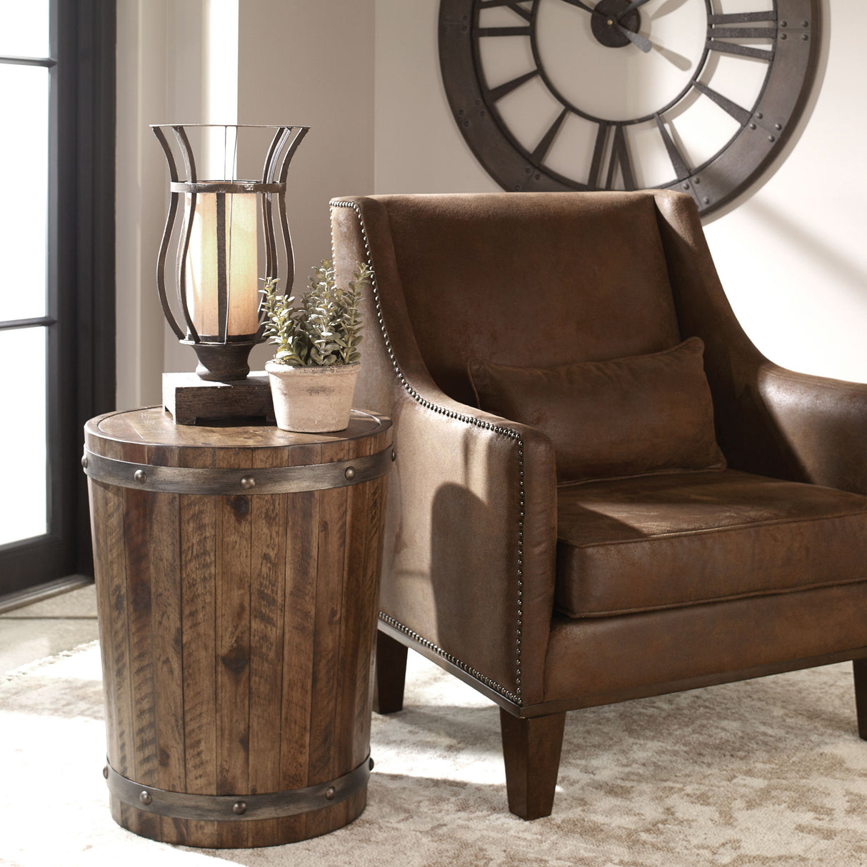 Ceylon - Wine Barrel Side Table - Brown, Dark