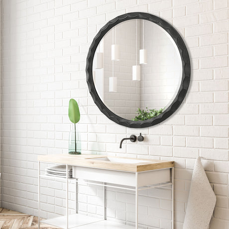 Scalloped - Edge Round Mirror - Black