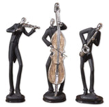 Musicians - Decorative Figurines, Set Of 3 - Black