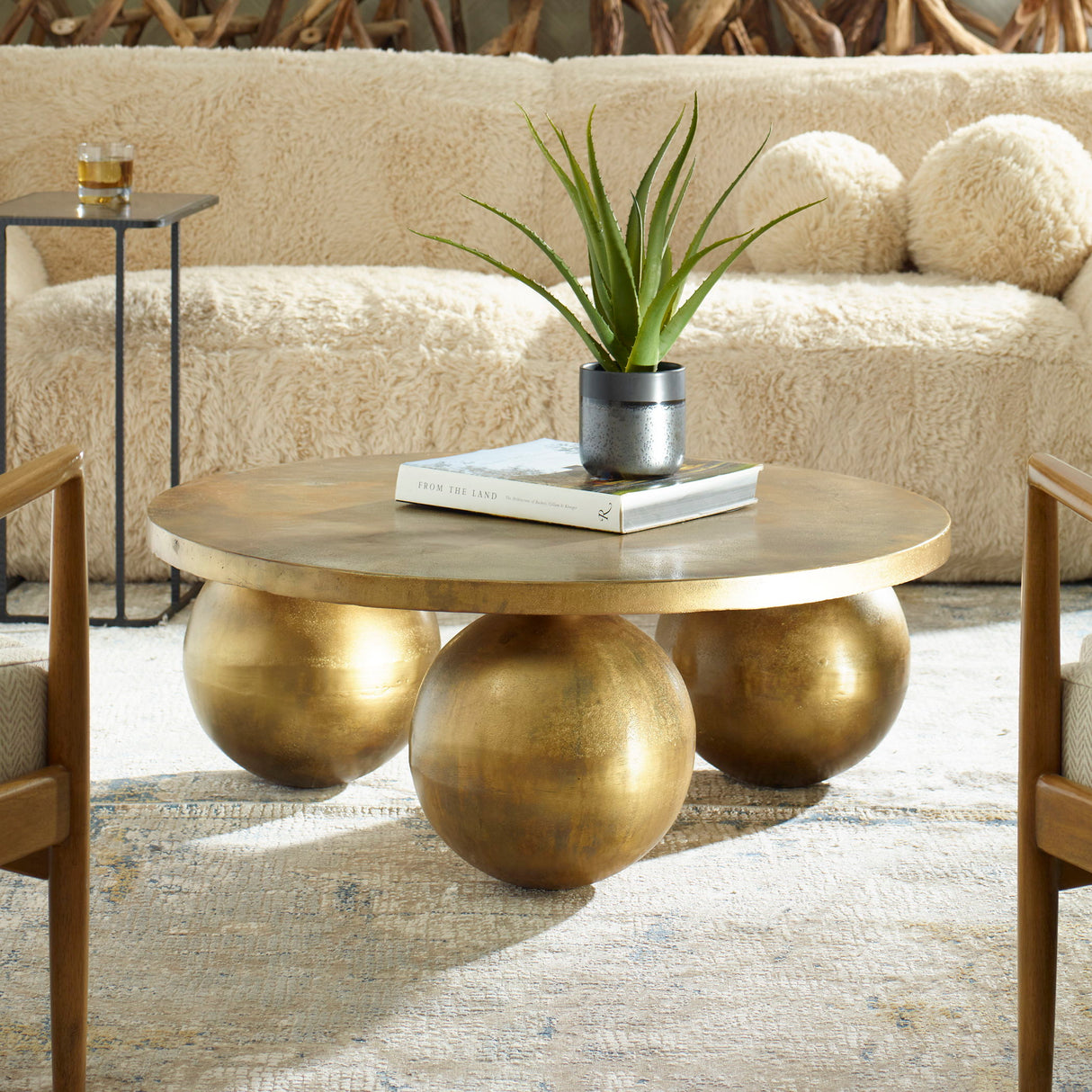 Triplet - Antique Brass Coffee Table - Gold