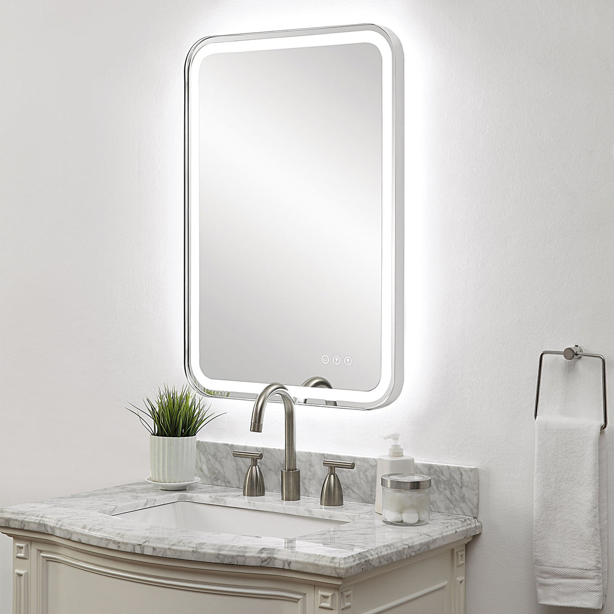 Crofton - Lighted Nickel Vanity Mirror - Gray