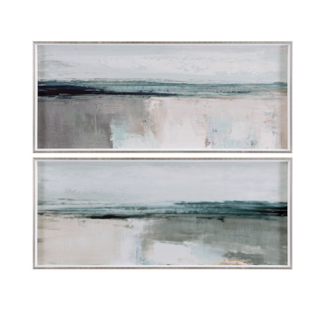 Moody Coast I - Framed Art - Light Blue