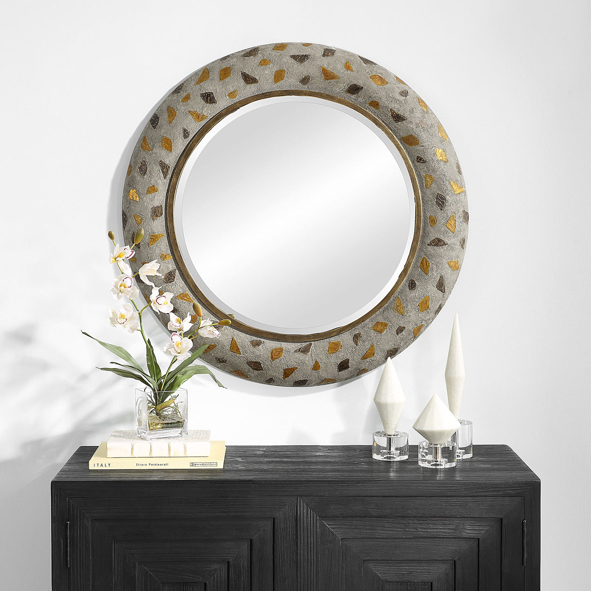 Copper Terrazzo - Round Mirror - Gold