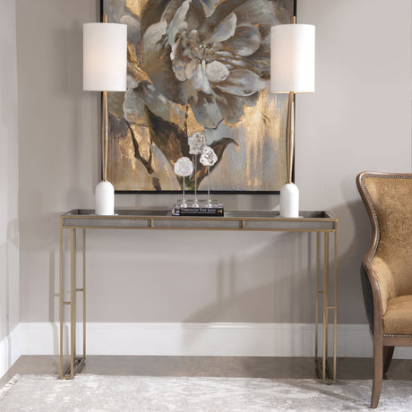 Cardew - Modern Console Table - Pearl Silver & Gold