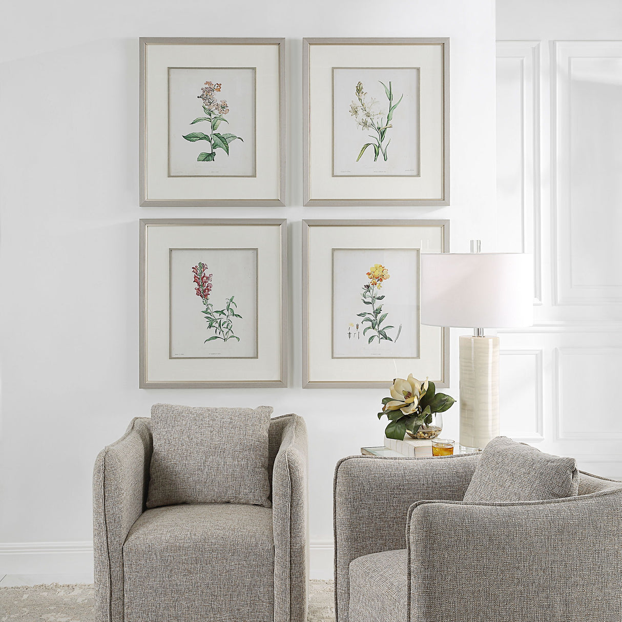 Heirloom Blooms - Study Framed Prints (Set of 4) - Green