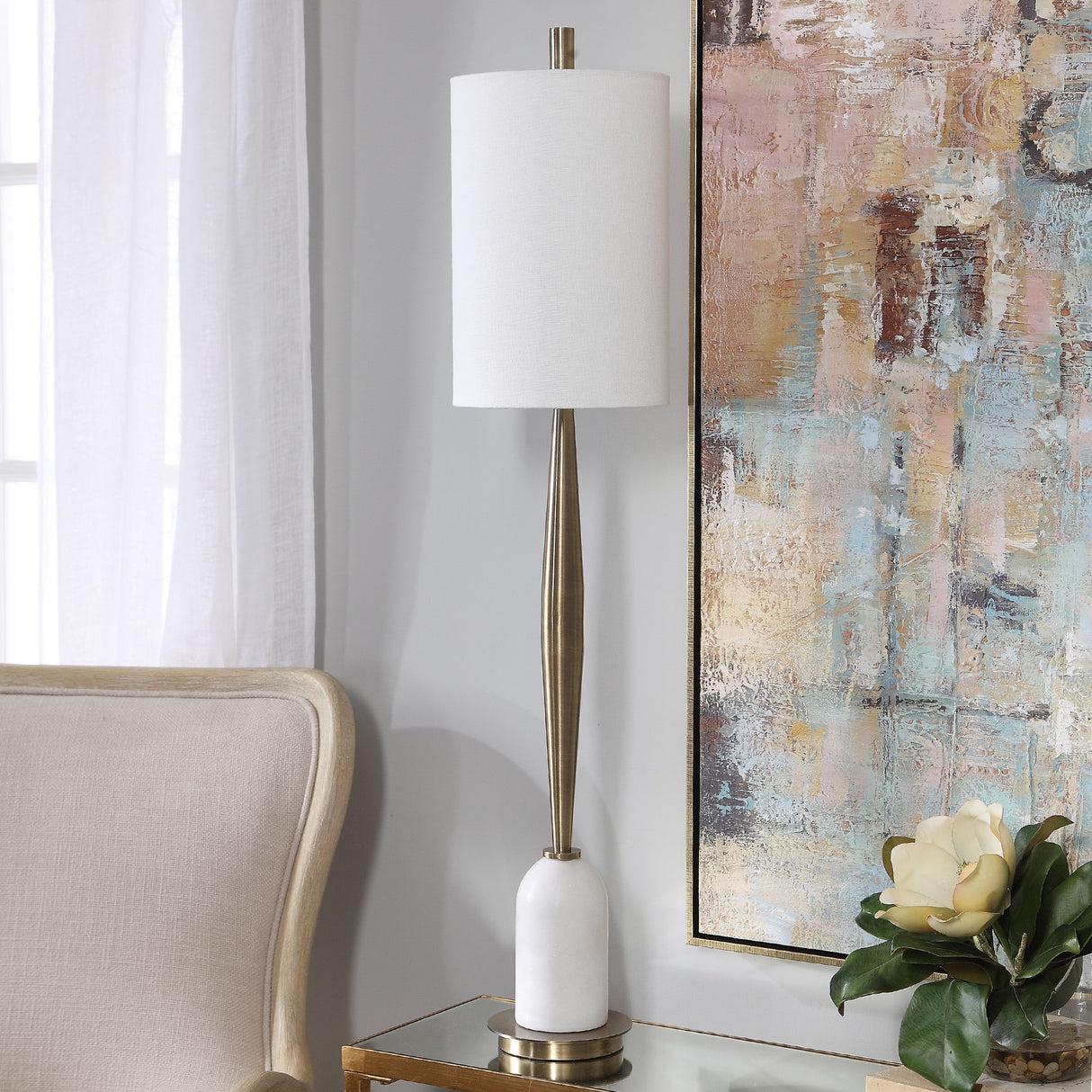 Minette - Mid-century Buffet Lamp - White