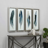 Feathered Beauty - Prints, Set Of 4 - Pearl Silver