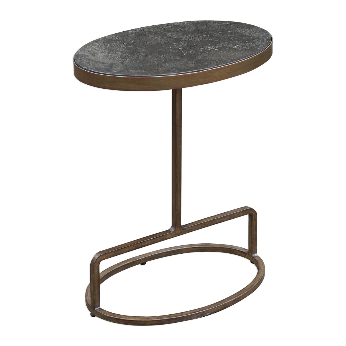 Jessenia - Stone Accent Table - Gray, Dark