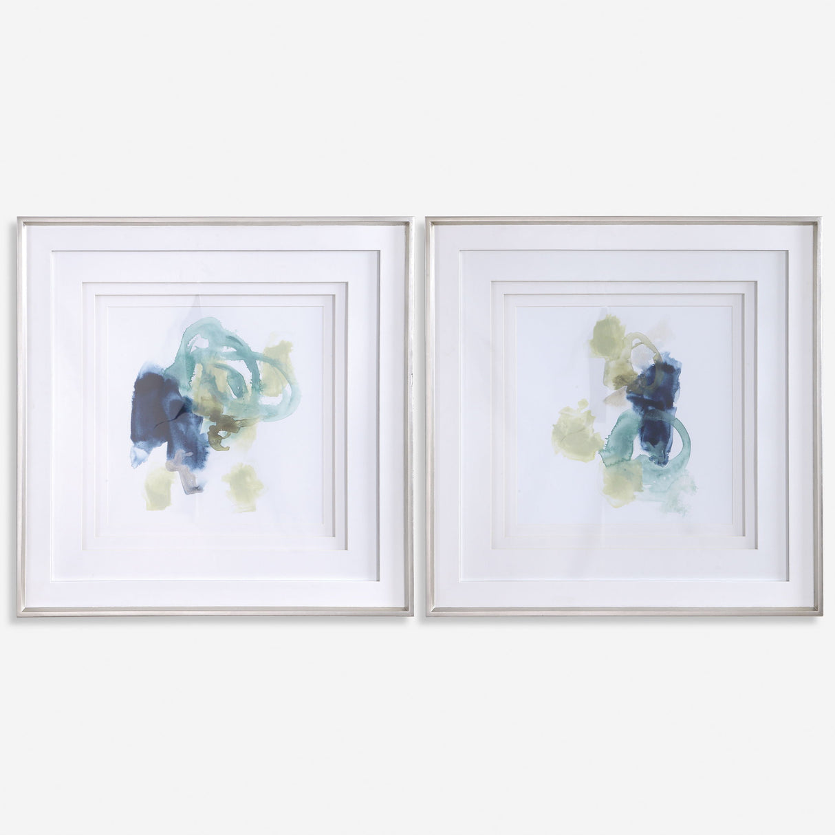 Integral Motion - Framed Prints, Set Of 2 - Blue