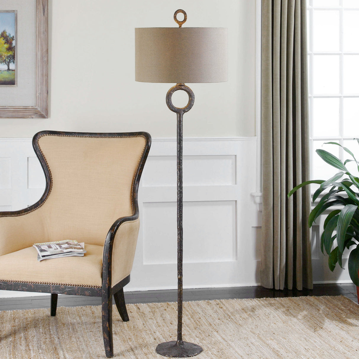 Ferro - Cast Iron Floor Lamp - Brown, Dark