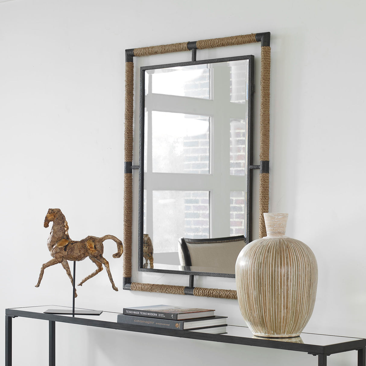 Melville - Iron & Rope Mirror - Light Brown