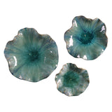 Abella - Ceramic Flowers, Set Of 3 - Blue