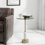 Portsmouth - Round Accent Table - Gold & White