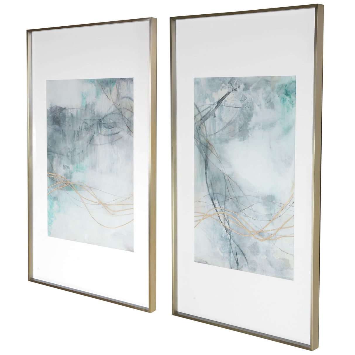 Undulating Oro - Abstract Prints, Set Of 2 - Blue