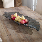 Smoked Leaf - Glass Tray - Gray, Dark