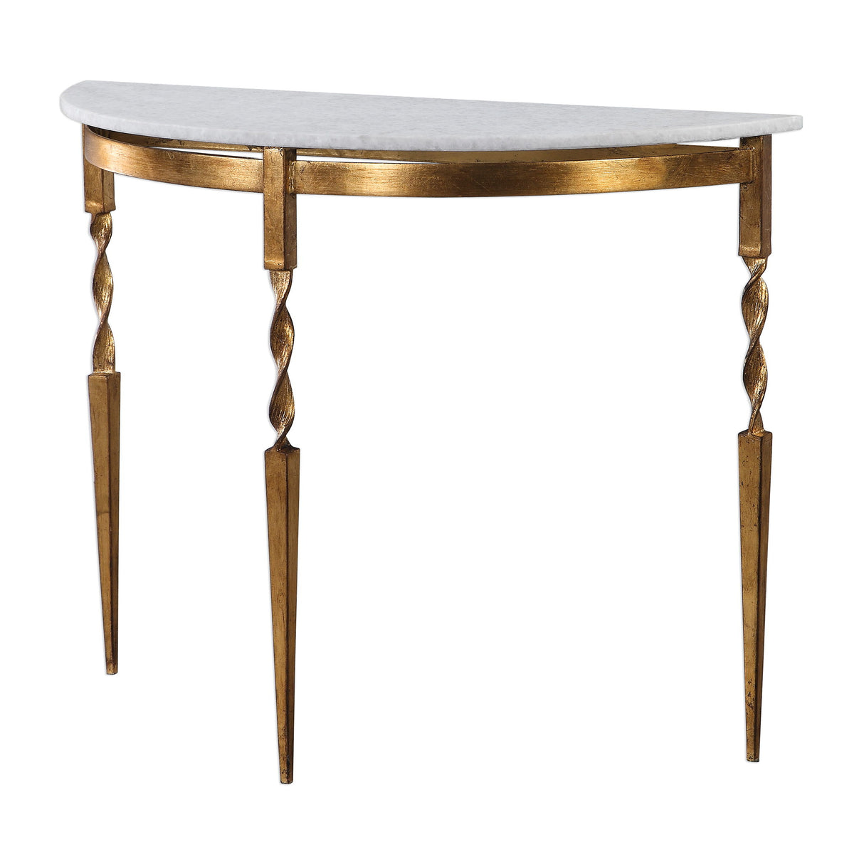 Imelda - Demilune Console Table - Gold & White