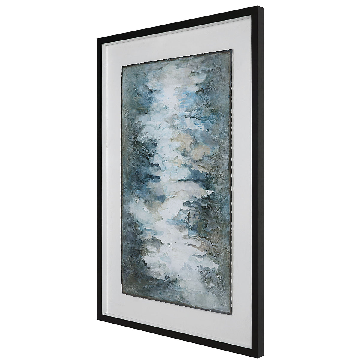 Lakeside Grande - Framed Abstract Print - Pearl Silver