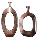 Kyler - Textured Vases Set Of 2 - Bronze