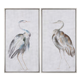 Summer Birds - Framed Art, Set Of 2 - Pearl Silver